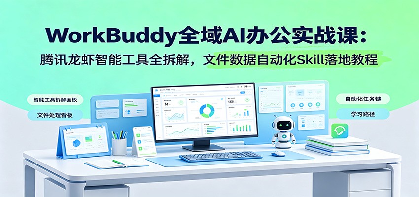 WorkBuddy全域AI办公实战课:腾讯龙虾智能工具全拆解,文件数据自动化Skill落地教程-知行阁轻创网-分享网络赚钱项目-全网首发副业项目实操平台-副业创业项目网