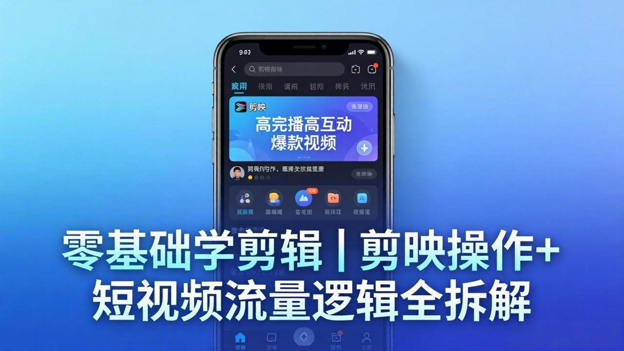 （18117期） 【零基础学剪辑】剪映操作+短视频流量逻辑全拆解｜手把手教你剪出高完播高互动爆款视频-知行阁轻创网-分享网络赚钱项目-全网首发副业项目实操平台-副业创业项目网