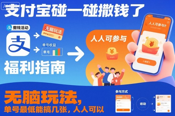 支付宝碰一碰撒钱了，无脑玩法，单号最低能搞几张，人人可以撸【揭秘】-知行阁轻创网-分享网络赚钱项目-全网首发副业项目实操平台-副业创业项目网