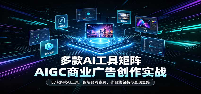 AIGC商业广告创作实战：玩转多款AI工具，拆解品牌案例，作品集包装与变现思路-知行阁轻创网-分享网络赚钱项目-全网首发副业项目实操平台-副业创业项目网