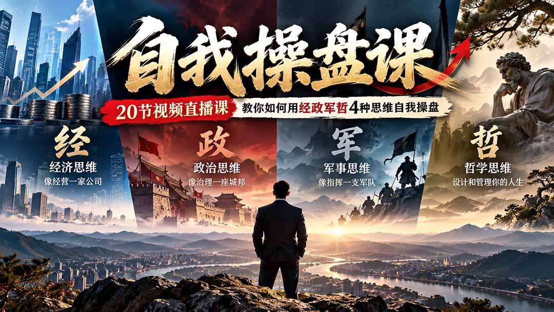 （20626期）【无水印】自我操盘课，20节视频直播课教你如何用经政军哲4种思维自我操盘（更新0924）-知行阁轻创网-分享网络赚钱项目-全网首发副业项目实操平台-副业创业项目网