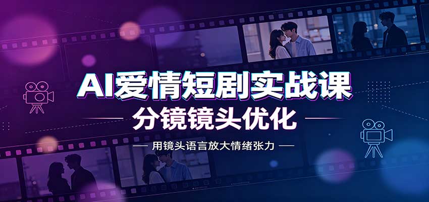AI爱情短剧实战课：故事剧本创作，分镜镜头优化，智能体提示词-知行阁轻创网-分享网络赚钱项目-全网首发副业项目实操平台-副业创业项目网