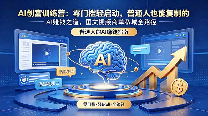 （18911期）AI创富训练营：零门槛轻启动，普通人也能复制的AI赚钱之道，图文视频商单私域全路径-知行阁轻创网-分享网络赚钱项目-全网首发副业项目实操平台-副业创业项目网