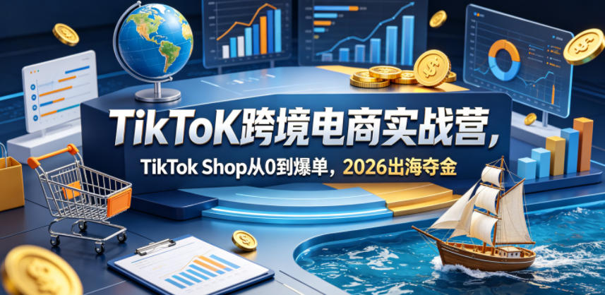 TikToK跨境电商实战营，TikTok Shop从0到爆单，2026出海夺金-知行阁轻创网-分享网络赚钱项目-全网首发副业项目实操平台-副业创业项目网