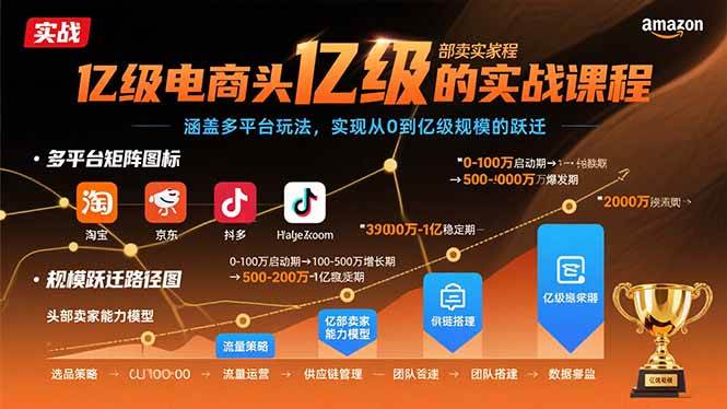 （15803期）亿级电商头部卖家的实战课程：涵盖多平台玩法，实现从0到亿级规模的跃迁-知行阁轻创网-分享网络赚钱项目-全网首发副业项目实操平台-副业创业项目网