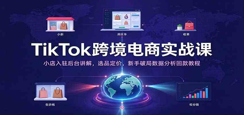TikTok跨境电商实战课：小店入驻后台讲解，选品定价，新手破局数据分析回款教程-知行阁轻创网-分享网络赚钱项目-全网首发副业项目实操平台-副业创业项目网
