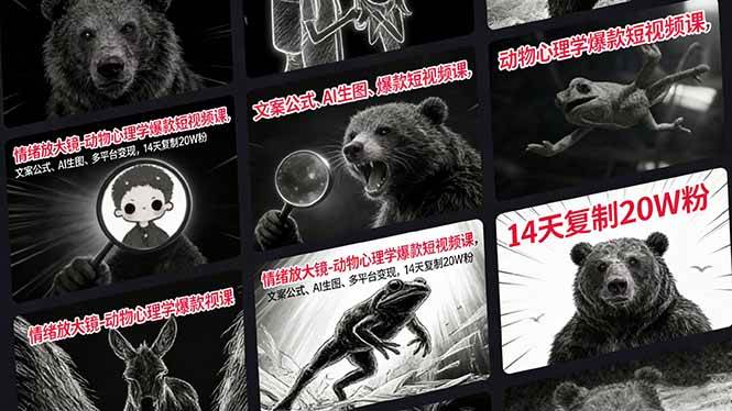 （17376期）情绪放大镜-动物心理学爆款短视频课，文案公式、AI生图、多平台变现，14天复制20W粉-知行阁轻创网-分享网络赚钱项目-全网首发副业项目实操平台-副业创业项目网