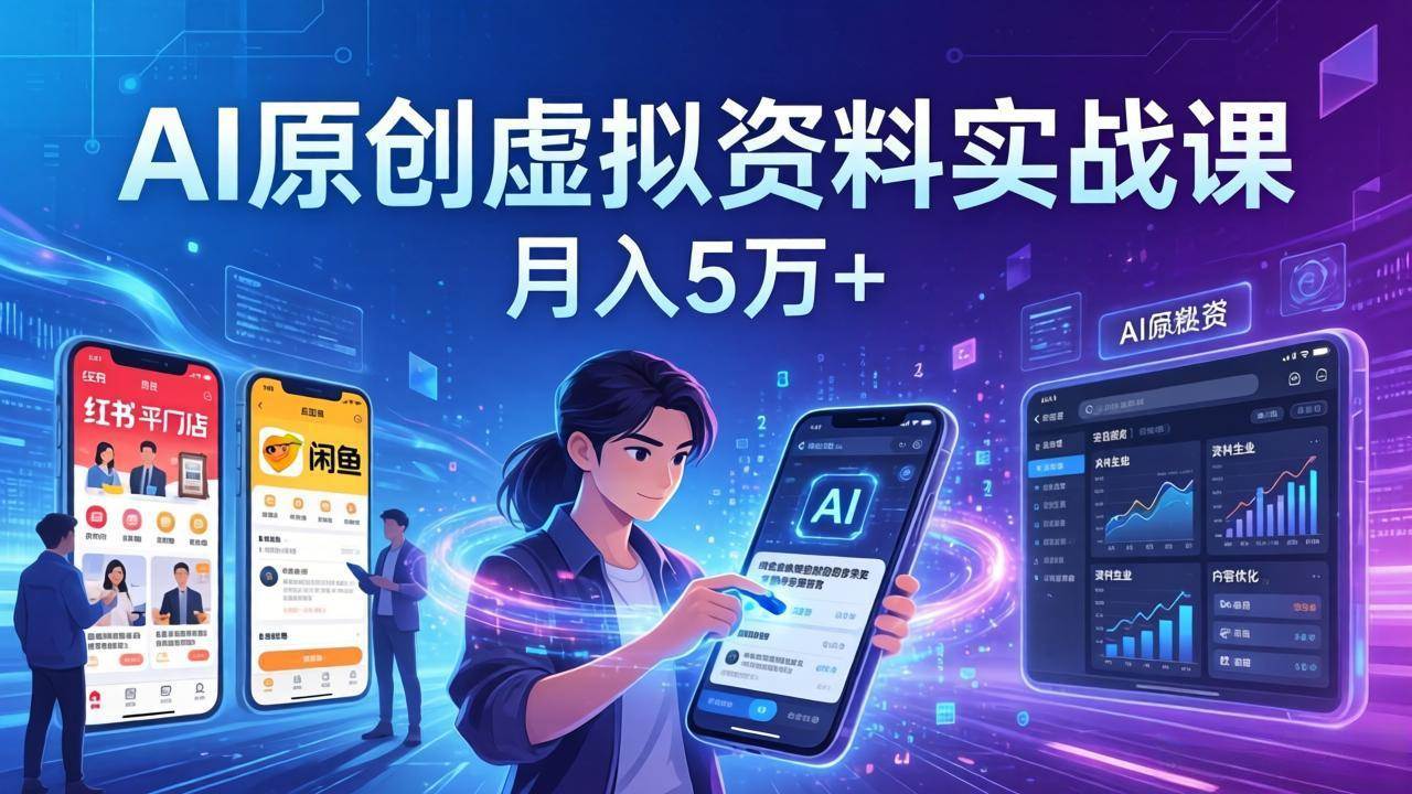 （17657期）AI原创虚拟资料实战课：2026新机会，小红书闲鱼开店，普通人用AI轻松变现，月入5万+-知行阁轻创网-分享网络赚钱项目-全网首发副业项目实操平台-副业创业项目网