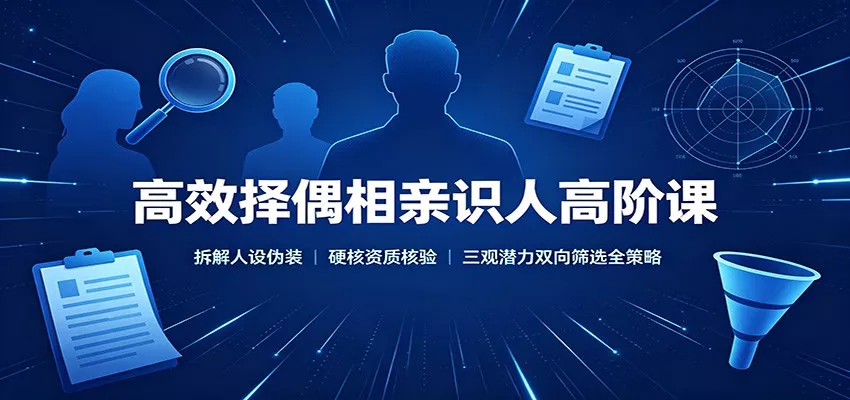 高效择偶相亲识人高阶课：拆解人设伪装，硬核资质核验，三观潜力双向筛选全策略-知行阁轻创网-分享网络赚钱项目-全网首发副业项目实操平台-副业创业项目网