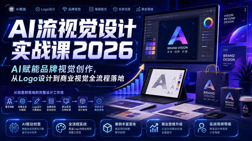 AI流视觉设计实战课2026:AI赋能品牌视觉创作,从Logo设计到商业视觉全流程落地-知行阁轻创网-分享网络赚钱项目-全网首发副业项目实操平台-副业创业项目网