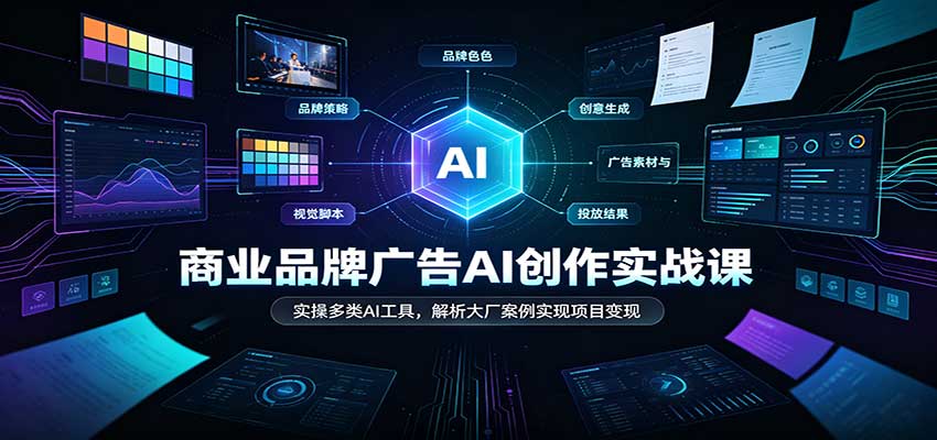 商业品牌广告AI创作实战课:实操多类AI工具,解析大厂案例实现项目变现-知行阁轻创网-分享网络赚钱项目-全网首发副业项目实操平台-副业创业项目网
