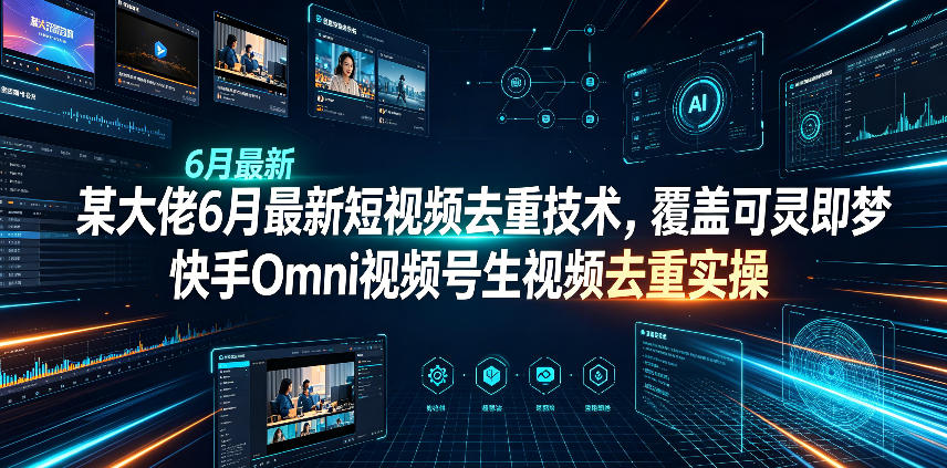某大佬6月最新短视频去重技术，覆盖可灵即梦快手Omni视频号生视频去重实操-知行阁轻创网-分享网络赚钱项目-全网首发副业项目实操平台-副业创业项目网