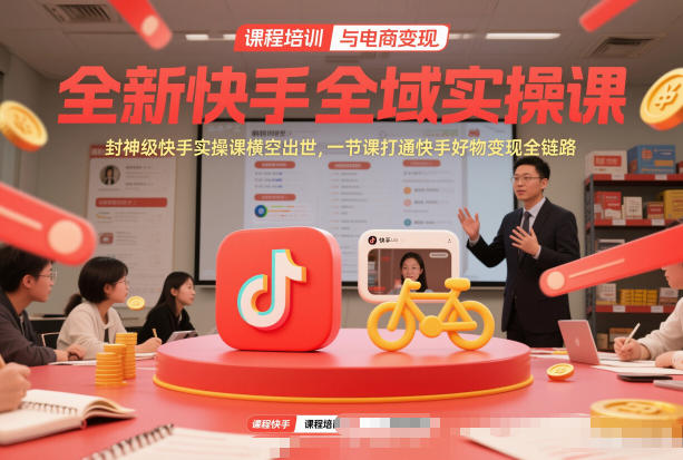 全新快手全域实操课，封神级快手实操课横空出世，一节课打通快手好物变现全链路-知行阁轻创网-分享网络赚钱项目-全网首发副业项目实操平台-副业创业项目网