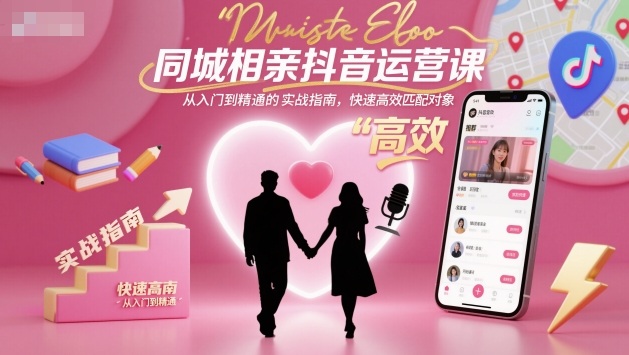 同城相亲抖音运营课，从入门到精通的实战指南，快速高效匹配对象-知行阁轻创网-分享网络赚钱项目-全网首发副业项目实操平台-副业创业项目网