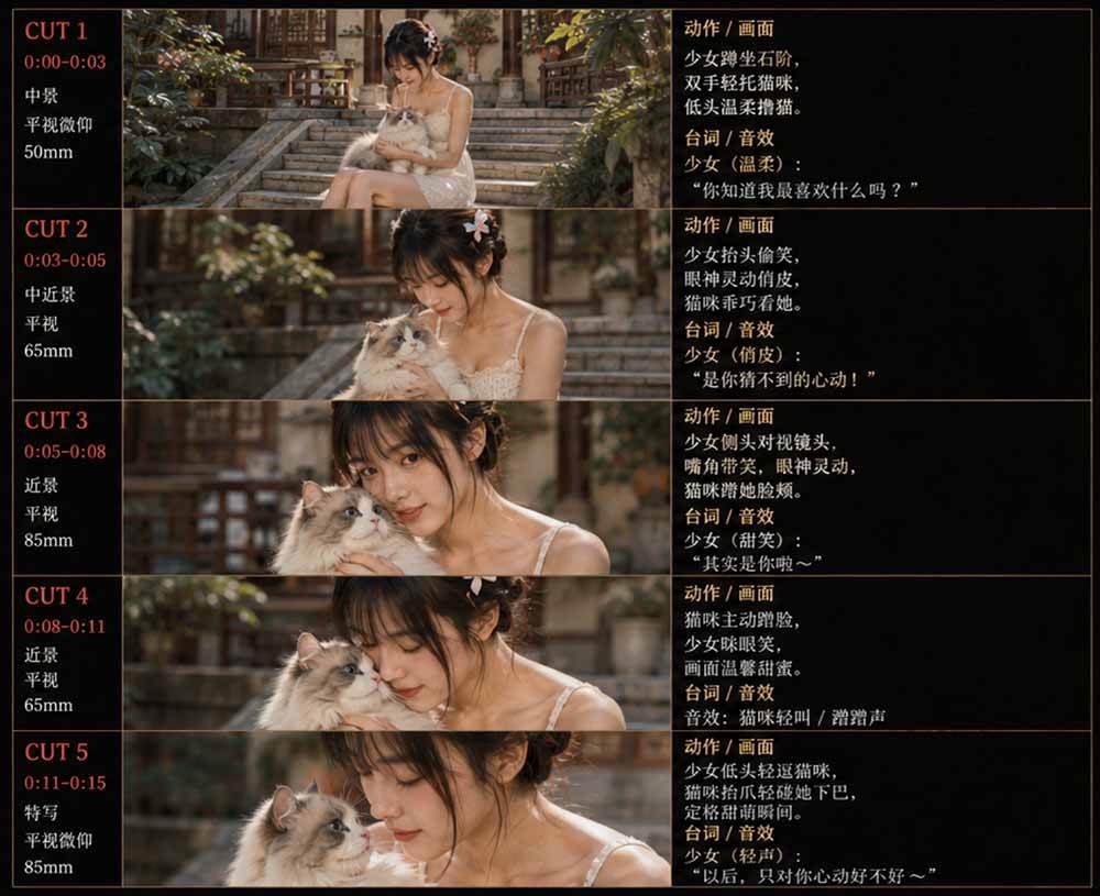 （18909期）美女和猫故事提示词，人物一致性提示词+故事板-知行阁轻创网-分享网络赚钱项目-全网首发副业项目实操平台-副业创业项目网