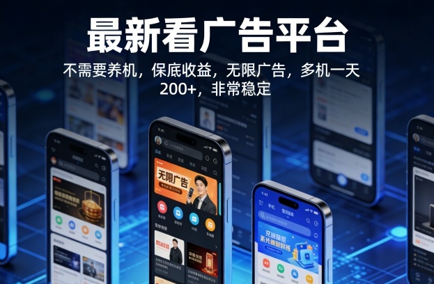 最新看广告平台，不需要养机，保底收益，无限广告，多机一天200+，非常稳定【揭秘】-知行阁轻创网-分享网络赚钱项目-全网首发副业项目实操平台-副业创业项目网