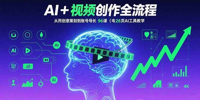 （15869期）AI+短视频创作全流程：从创意策划到账号增长，96节课(含26项AI工具教学)-知行阁轻创网-分享网络赚钱项目-全网首发副业项目实操平台-副业创业项目网