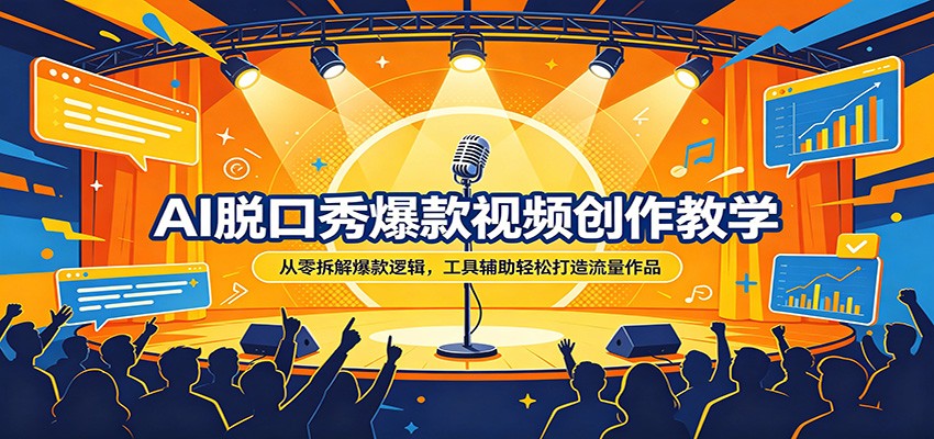 AI脱口秀爆款视频创作教学：从零拆解爆款逻辑，工具辅助轻松打造流量作品-知行阁轻创网-分享网络赚钱项目-全网首发副业项目实操平台-副业创业项目网