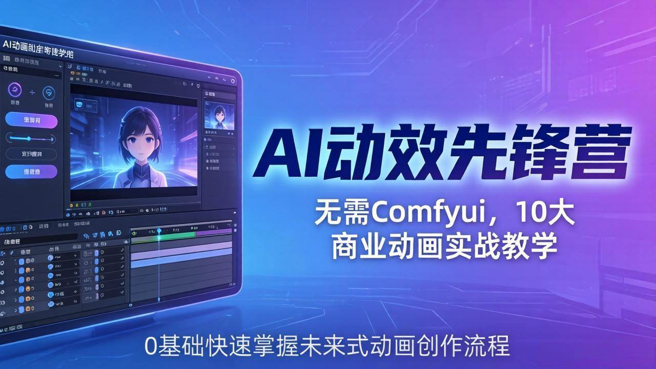 （18077期）AI 动效先锋营：无需Comfyui，10大商业动画实战教学，0基础快速掌握未来式动画创作流程-知行阁轻创网-分享网络赚钱项目-全网首发副业项目实操平台-副业创业项目网
