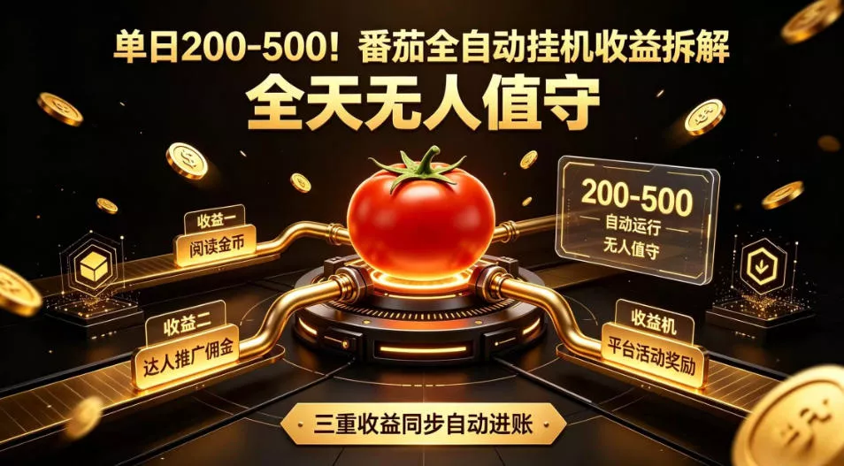 单日200-500！番茄全自动挂G收益拆解，全天无人值守，矩阵操作收益翻倍【揭秘】-知行阁轻创网-分享网络赚钱项目-全网首发副业项目实操平台-副业创业项目网