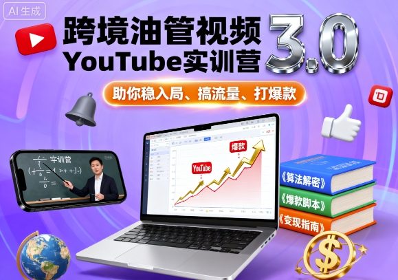 跨境油管视频YouTube实训营3.0，助你稳入局、搞流量、打爆款-知行阁轻创网-分享网络赚钱项目-全网首发副业项目实操平台-副业创业项目网