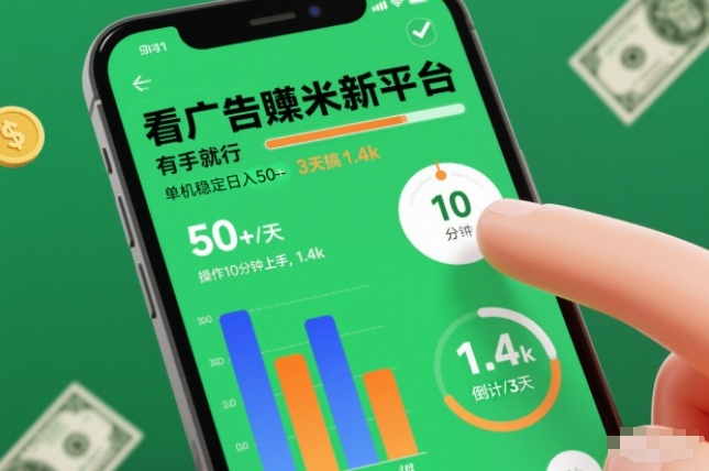看广告賺米新平台，有手就行，单机稳定日入50+，操作10分钟上手，3天搞了1.4k【揭秘】-知行阁轻创网-分享网络赚钱项目-全网首发副业项目实操平台-副业创业项目网