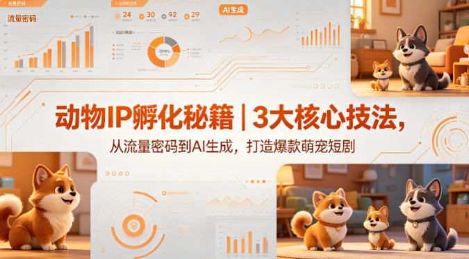 动物IP孵化秘籍｜3大核心技法，从流量密码到AI生成，打造爆款萌宠短剧-知行阁轻创网-分享网络赚钱项目-全网首发副业项目实操平台-副业创业项目网