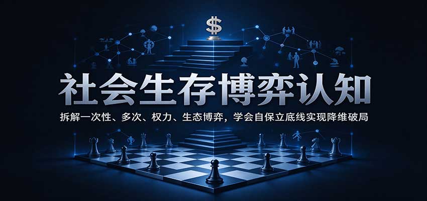 社会生存博弈认知：拆解一次性、多次、权力、生态博弈，学会自保立底线实现降维破局-知行阁轻创网-分享网络赚钱项目-全网首发副业项目实操平台-副业创业项目网