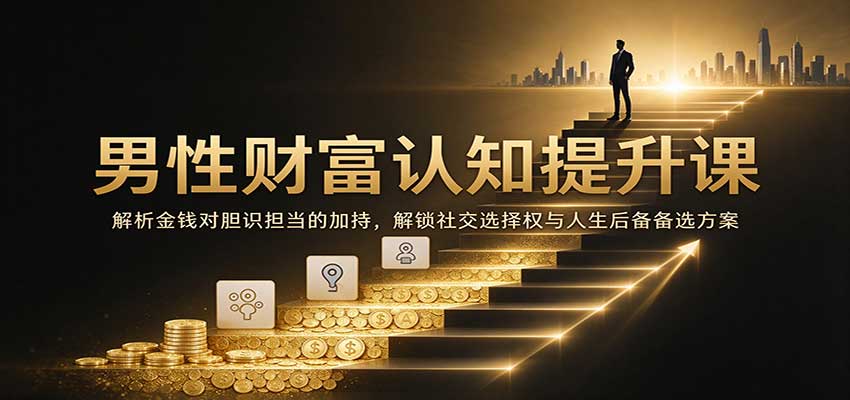 男性财富认知提升课：解析金钱对胆识担当的加持，解锁社交选择权与人生后备备选方案-知行阁轻创网-分享网络赚钱项目-全网首发副业项目实操平台-副业创业项目网