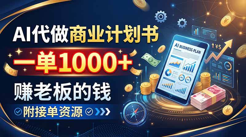 （20303期）AI代做商业计划书，一单1000+，赚老板的钱，附接单资源-知行阁轻创网-分享网络赚钱项目-全网首发副业项目实操平台-副业创业项目网