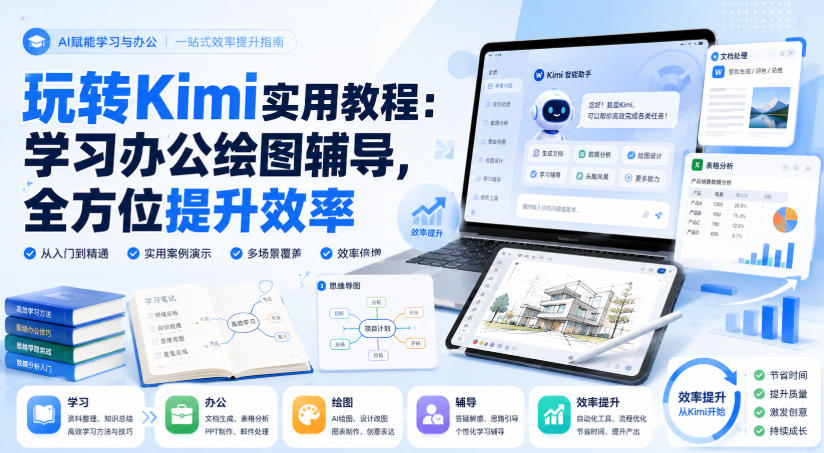 玩转Kimi实用教程：学习办公绘图辅导，全方位提升效率-知行阁轻创网-分享网络赚钱项目-全网首发副业项目实操平台-副业创业项目网