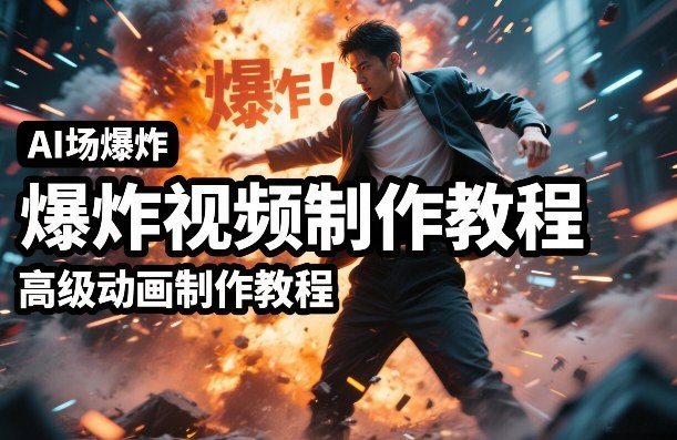 AI场景爆炸视频制作教程，利用人物实拍视频制作出高级的动画特效-知行阁轻创网-分享网络赚钱项目-全网首发副业项目实操平台-副业创业项目网