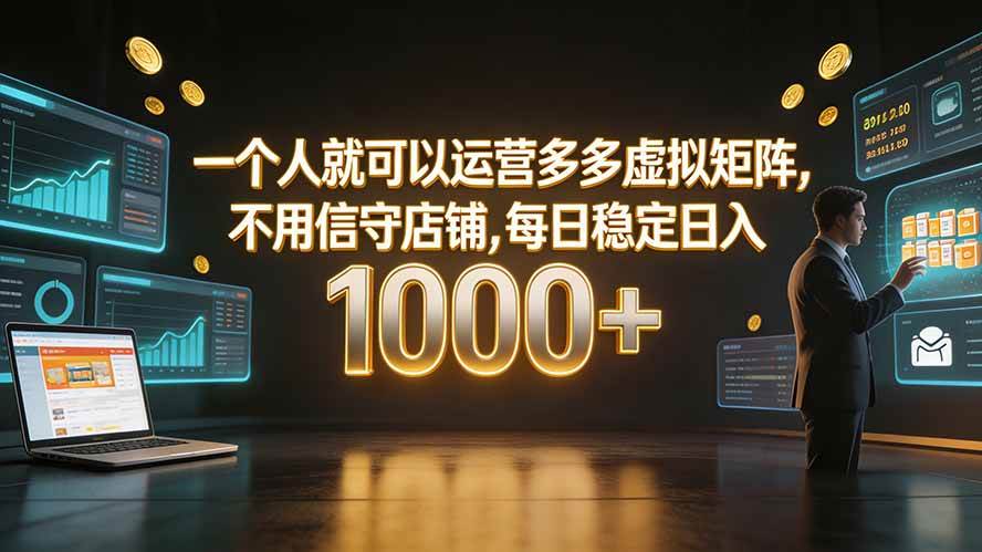 （19622期）一个人就可以运营多多虚拟矩阵，不用值守店铺，每日稳定日入 1000+-知行阁轻创网-分享网络赚钱项目-全网首发副业项目实操平台-副业创业项目网