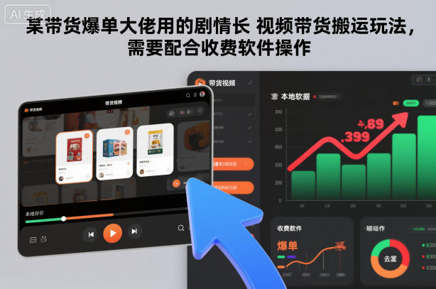 某带货爆单大佬用的剧情长视频带货搬运玩法，需要配合收费软件操作-知行阁轻创网-分享网络赚钱项目-全网首发副业项目实操平台-副业创业项目网