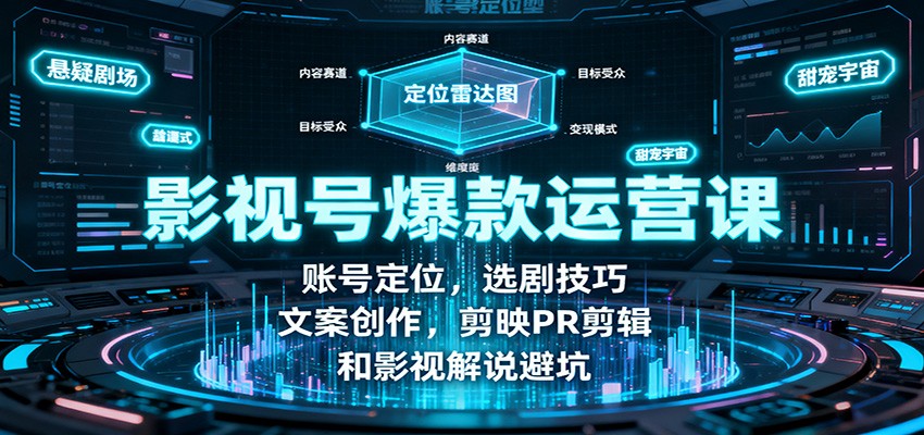 影视号爆款运营课：账号定位，选剧技巧，文案创作，剪映PR剪辑和影视解说避坑-知行阁轻创网-分享网络赚钱项目-全网首发副业项目实操平台-副业创业项目网