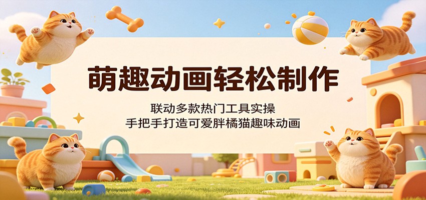 萌趣动画轻松制作，联动多款热门工具实操，手把手打造可爱胖橘猫趣味动画-知行阁轻创网-分享网络赚钱项目-全网首发副业项目实操平台-副业创业项目网