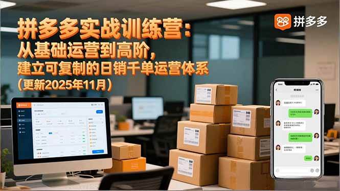 （16700期）拼多多实战训练营：从基础运营到高阶，建立可复制的日销千单运营体系（更新11月）-知行阁轻创网-分享网络赚钱项目-全网首发副业项目实操平台-副业创业项目网