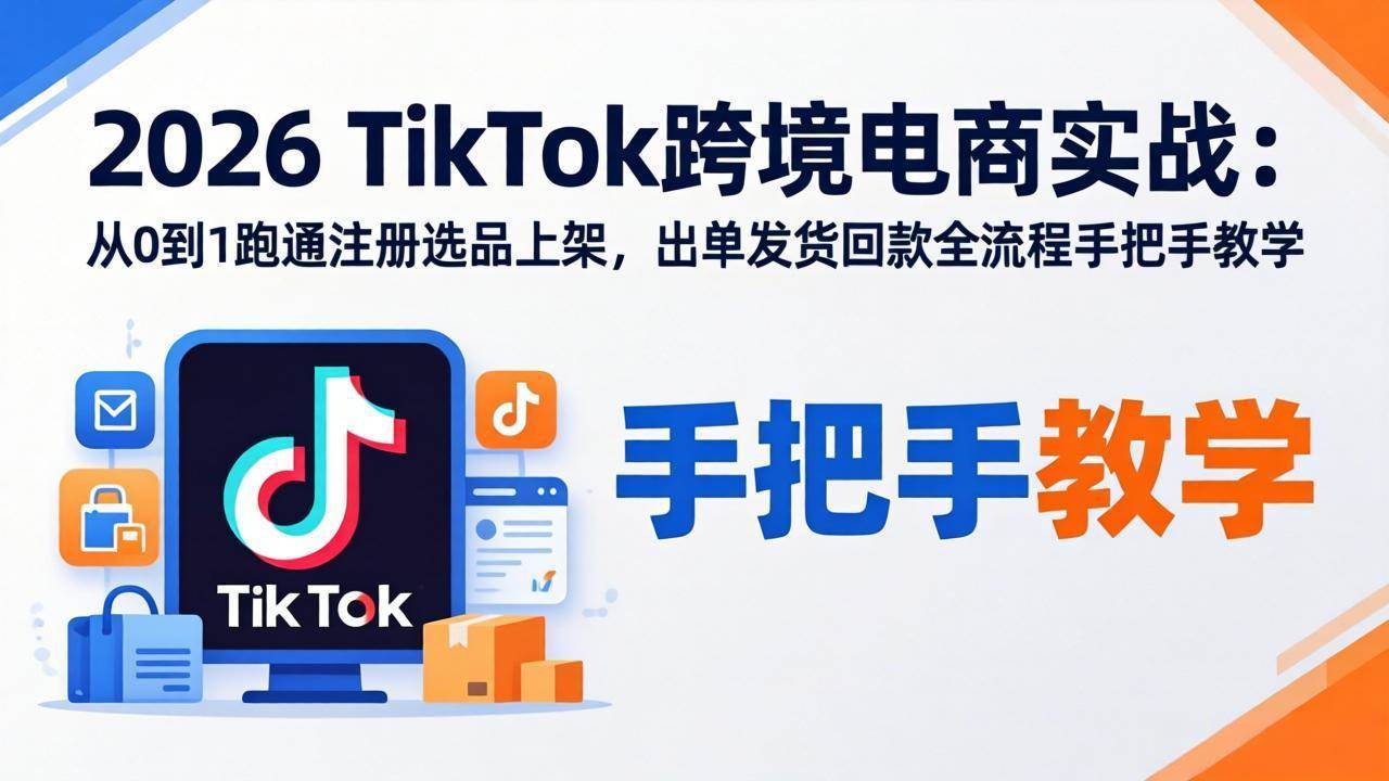 （17850期）2026TikTok跨境电商实战：从0到1跑通注册选品上架，出单发货回款全流程手把手教学-知行阁轻创网-分享网络赚钱项目-全网首发副业项目实操平台-副业创业项目网