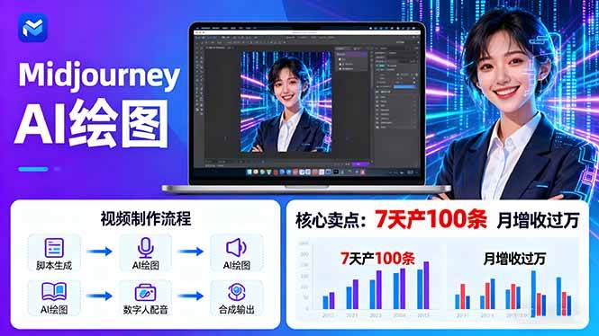 （16049期）AI绘图照片开口说话视频制作：Midjourney+数字人，7天产100条月增收过万-知行阁轻创网-分享网络赚钱项目-全网首发副业项目实操平台-副业创业项目网