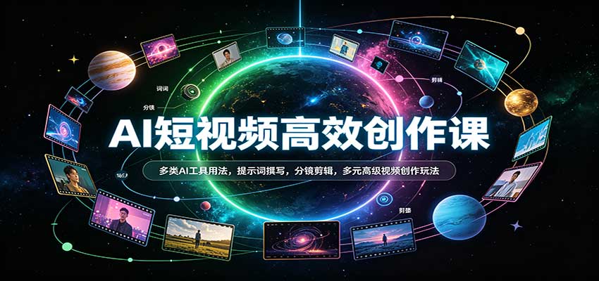 AI短视频高效创作课:多类AI工具用法,提示词撰写,分镜剪辑,多元高级视频创作玩法-知行阁轻创网-分享网络赚钱项目-全网首发副业项目实操平台-副业创业项目网