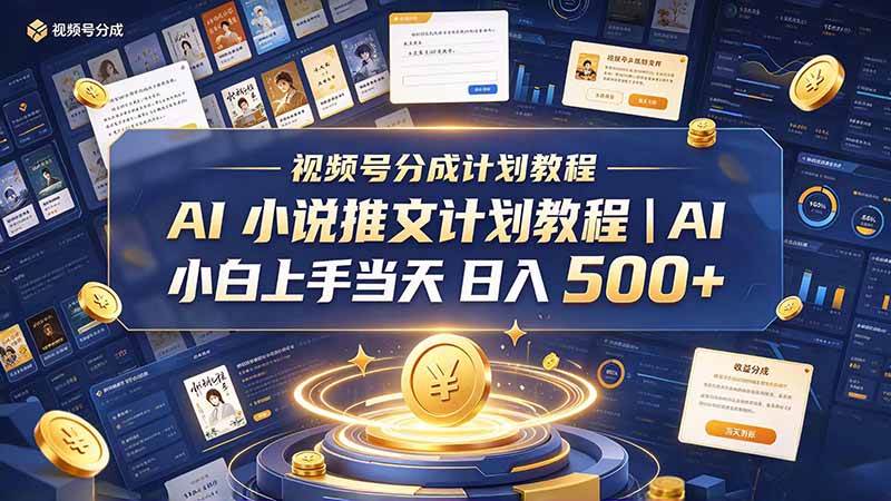 （20937期）最新视频号分成计划教程｜AI 小说推文，小白上手当天日入 500+-知行阁轻创网-分享网络赚钱项目-全网首发副业项目实操平台-副业创业项目网