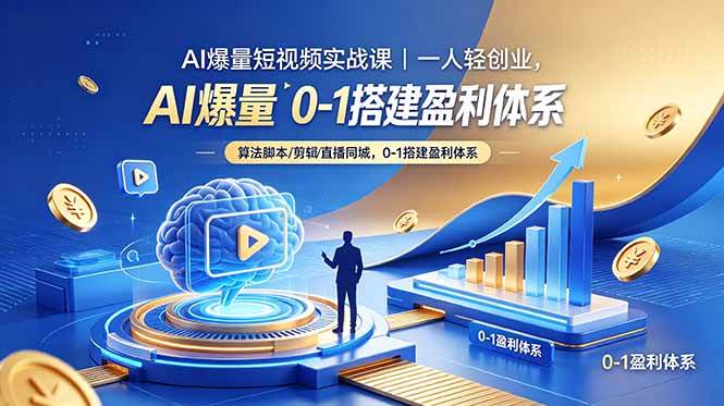 （18652期）AI爆量短视频实战课｜一人轻创业，算法脚本剪辑直播同城，0-1搭建盈利体系-知行阁轻创网-分享网络赚钱项目-全网首发副业项目实操平台-副业创业项目网