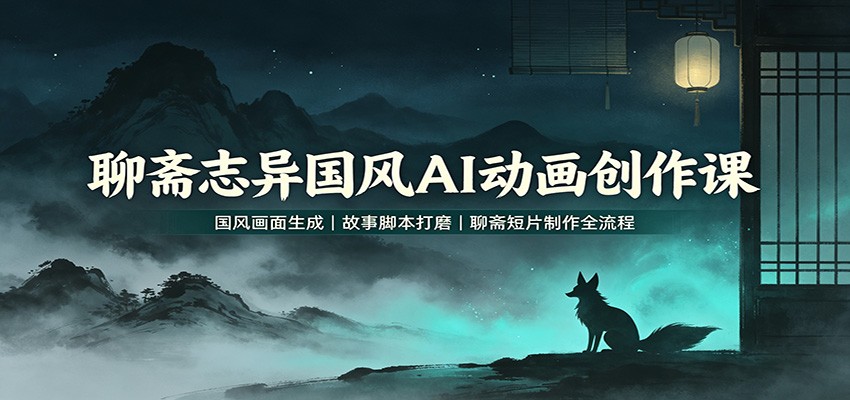 聊斋志异国风AI动画创作课：国风画面生成，故事脚本打磨，聊斋短片制作全流程-知行阁轻创网-分享网络赚钱项目-全网首发副业项目实操平台-副业创业项目网