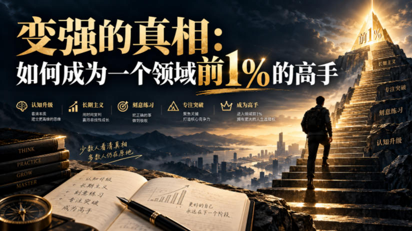 付费文章：变强的真相：如何成为一个领域前1%的高手-知行阁轻创网-分享网络赚钱项目-全网首发副业项目实操平台-副业创业项目网