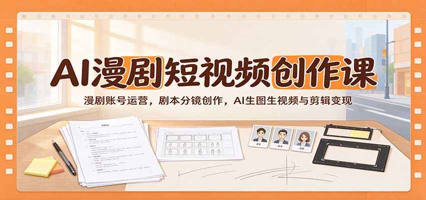 AI漫剧短视频创作课：漫剧账号运营，剧本分镜创作，AI生图生视频与剪辑变现-知行阁轻创网-分享网络赚钱项目-全网首发副业项目实操平台-副业创业项目网