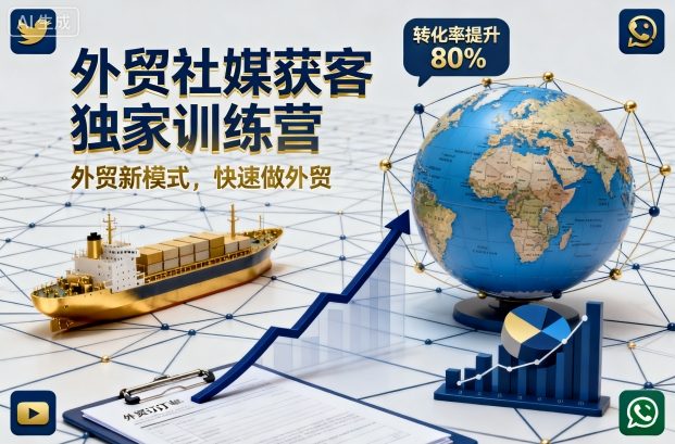 外贸社媒获客独家训练营，外贸新模式，快速做外贸（更新26年3月）-知行阁轻创网-分享网络赚钱项目-全网首发副业项目实操平台-副业创业项目网