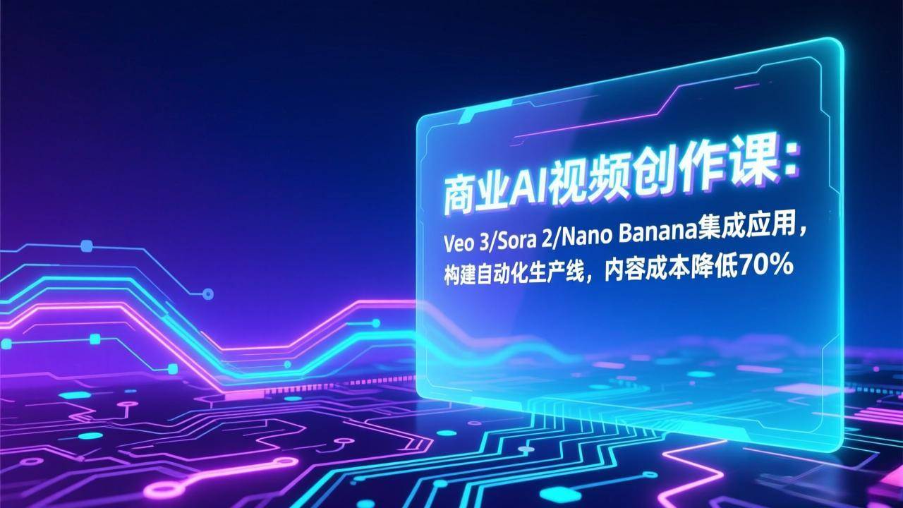 （17070期）商业AI视频创作课：Veo 3/Sora 2/Nano Banana集成应用，构建自动化生产线，内容成本降低70%-知行阁轻创网-分享网络赚钱项目-全网首发副业项目实操平台-副业创业项目网