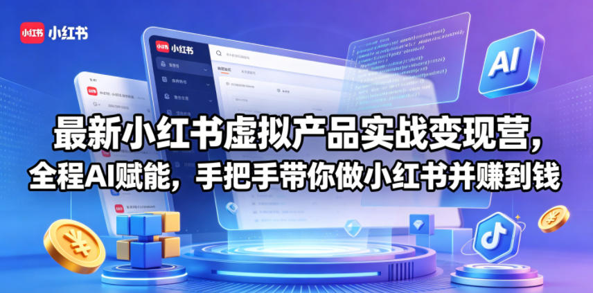 最新小红书虚拟产品实战变现营，全程AI赋能，手把手带你做小红书并赚到钱-知行阁轻创网-分享网络赚钱项目-全网首发副业项目实操平台-副业创业项目网