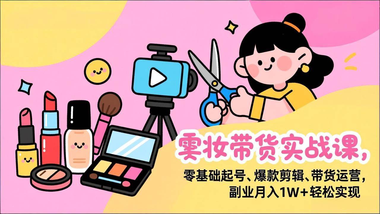 （17189期）美妆带货实战课，零基础起号、爆款剪辑、带货运营，副业月入1W+轻松实现-知行阁轻创网-分享网络赚钱项目-全网首发副业项目实操平台-副业创业项目网