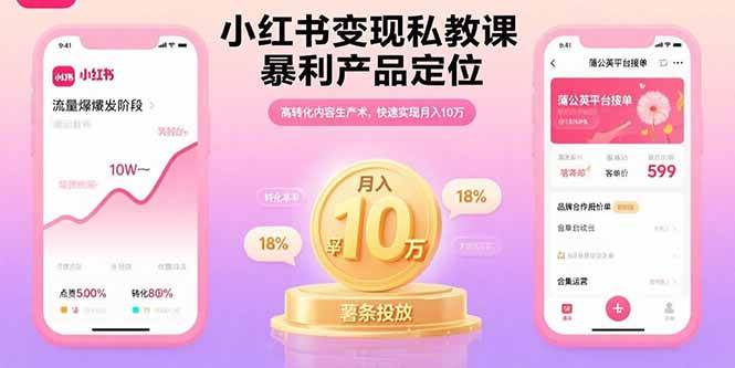 （15859期）小红书变现私教课，暴利产品定位，高转化内容生产术，快速实现月入10万-知行阁轻创网-分享网络赚钱项目-全网首发副业项目实操平台-副业创业项目网